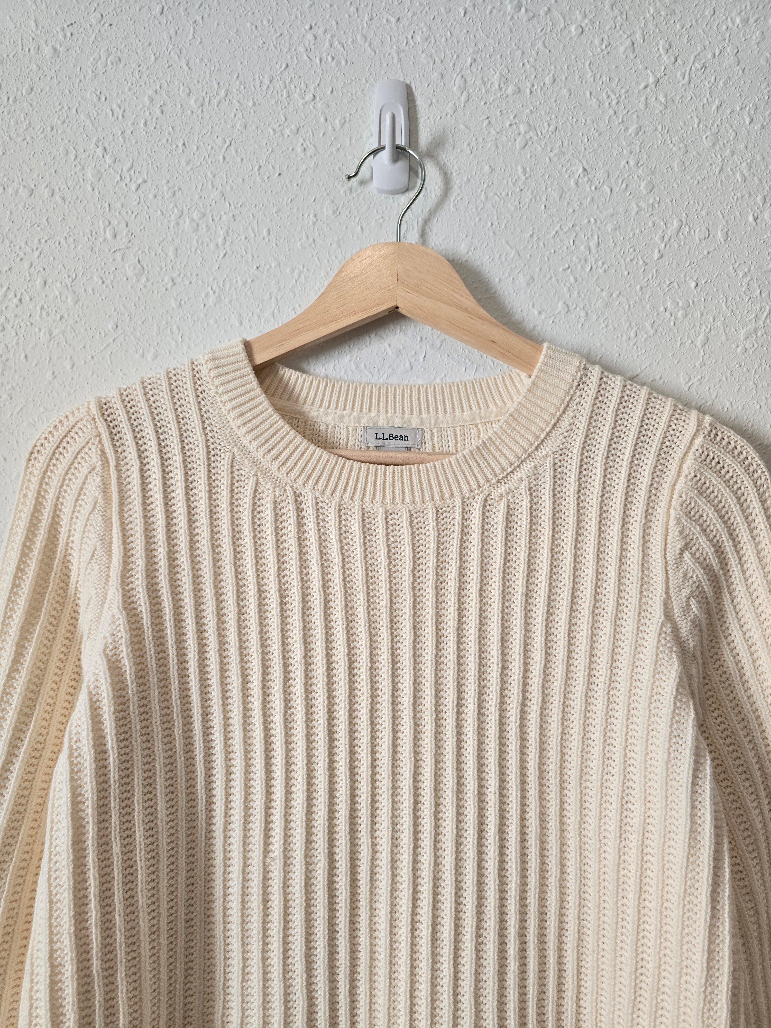 LL Bean Cream Ribbed Sweater (M)