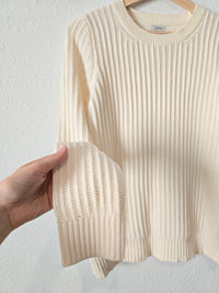 LL Bean Cream Ribbed Sweater (M)