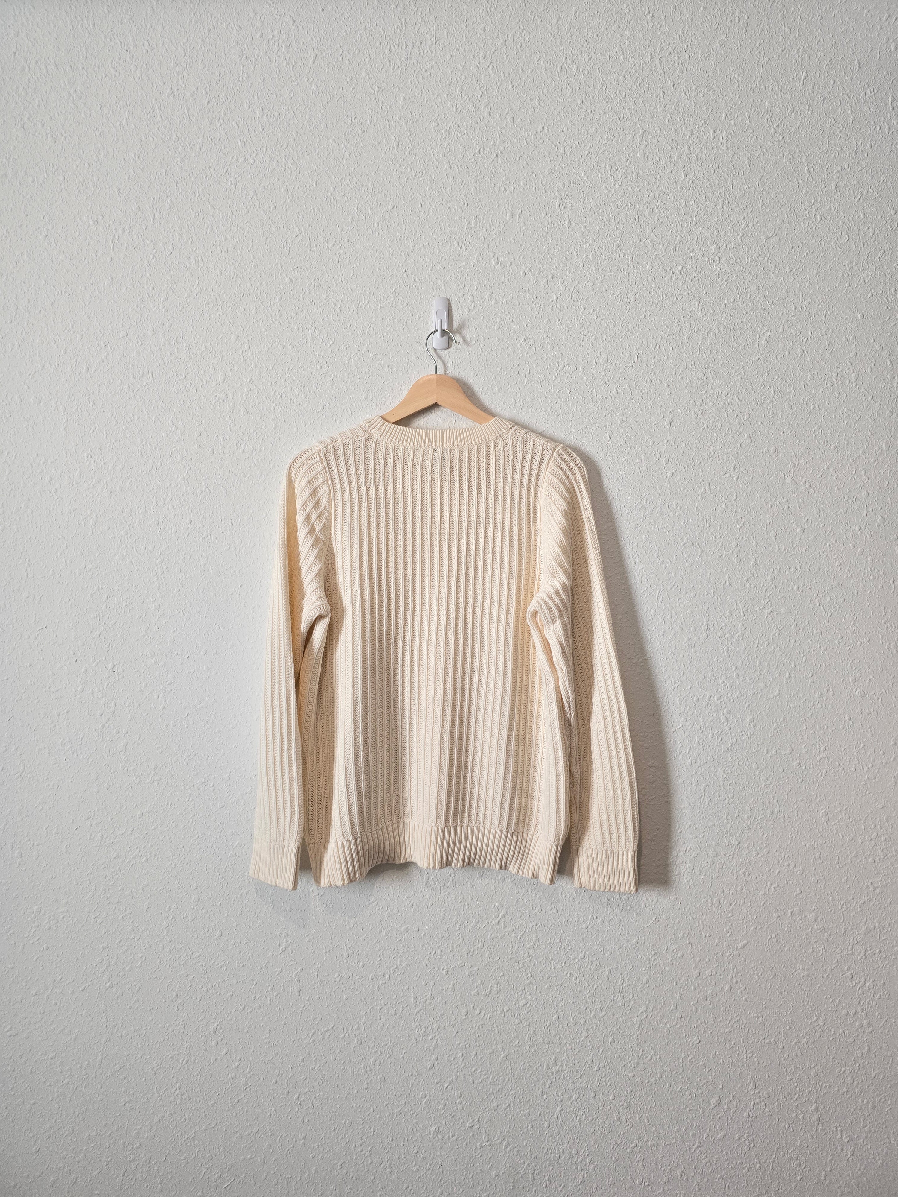 LL Bean Cream Ribbed Sweater (M)