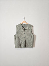 Button Up Cotton Quilted Vest (M)