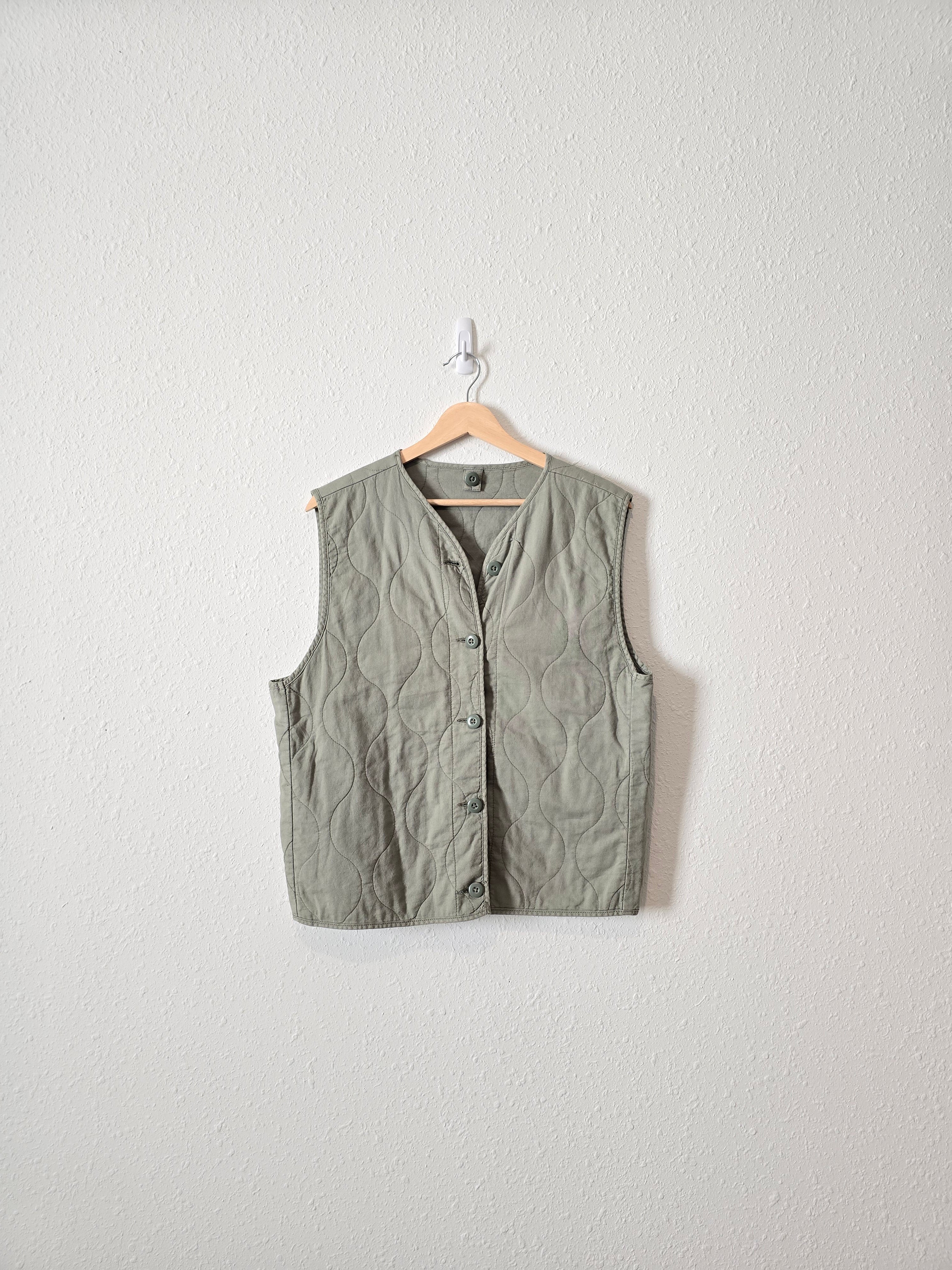 Button Up Cotton Quilted Vest (M)