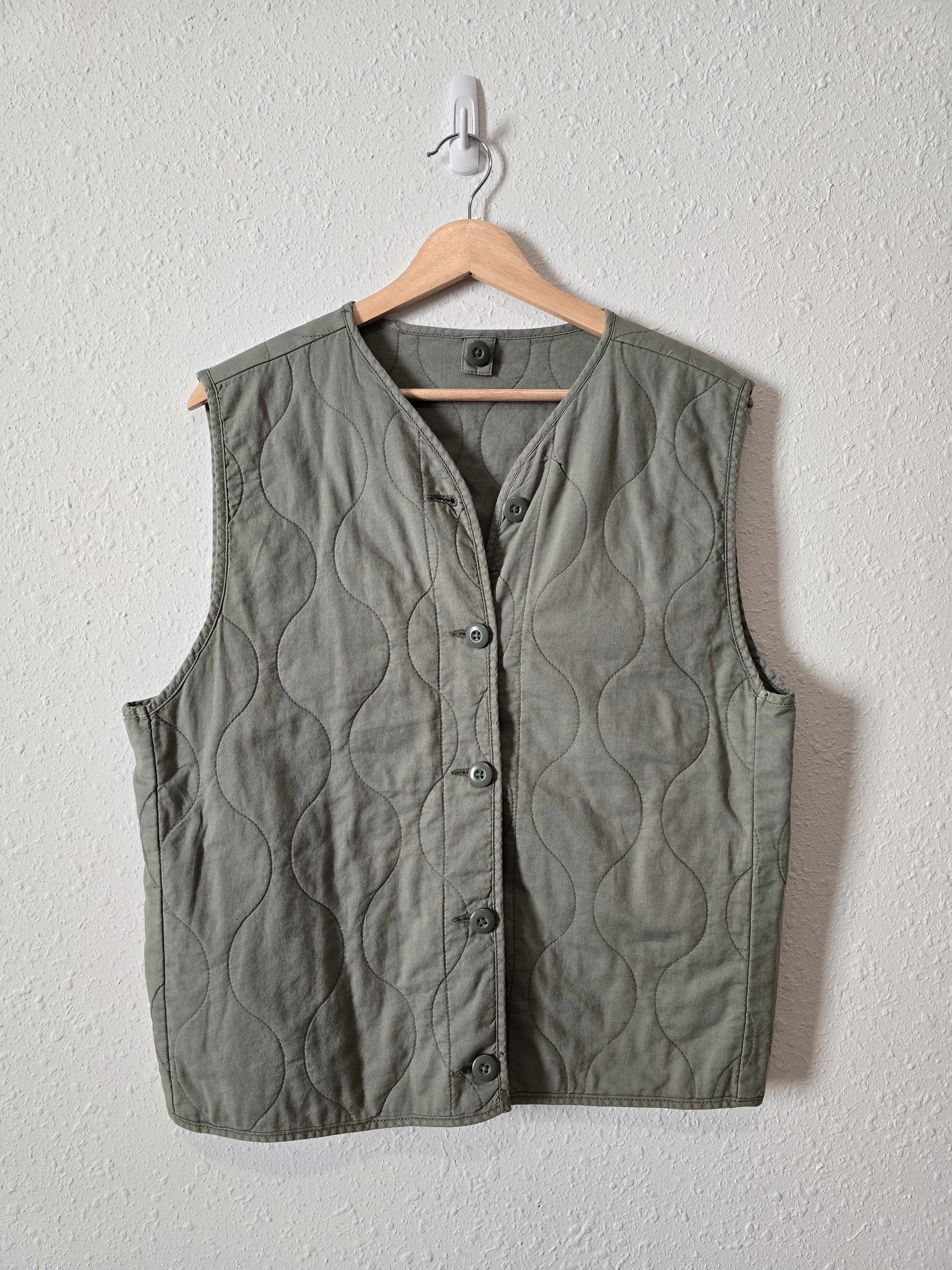 Button Up Cotton Quilted Vest (M)