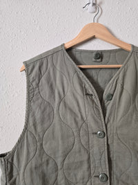 Button Up Cotton Quilted Vest (M)