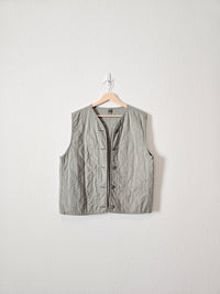 Button Up Cotton Quilted Vest (M)