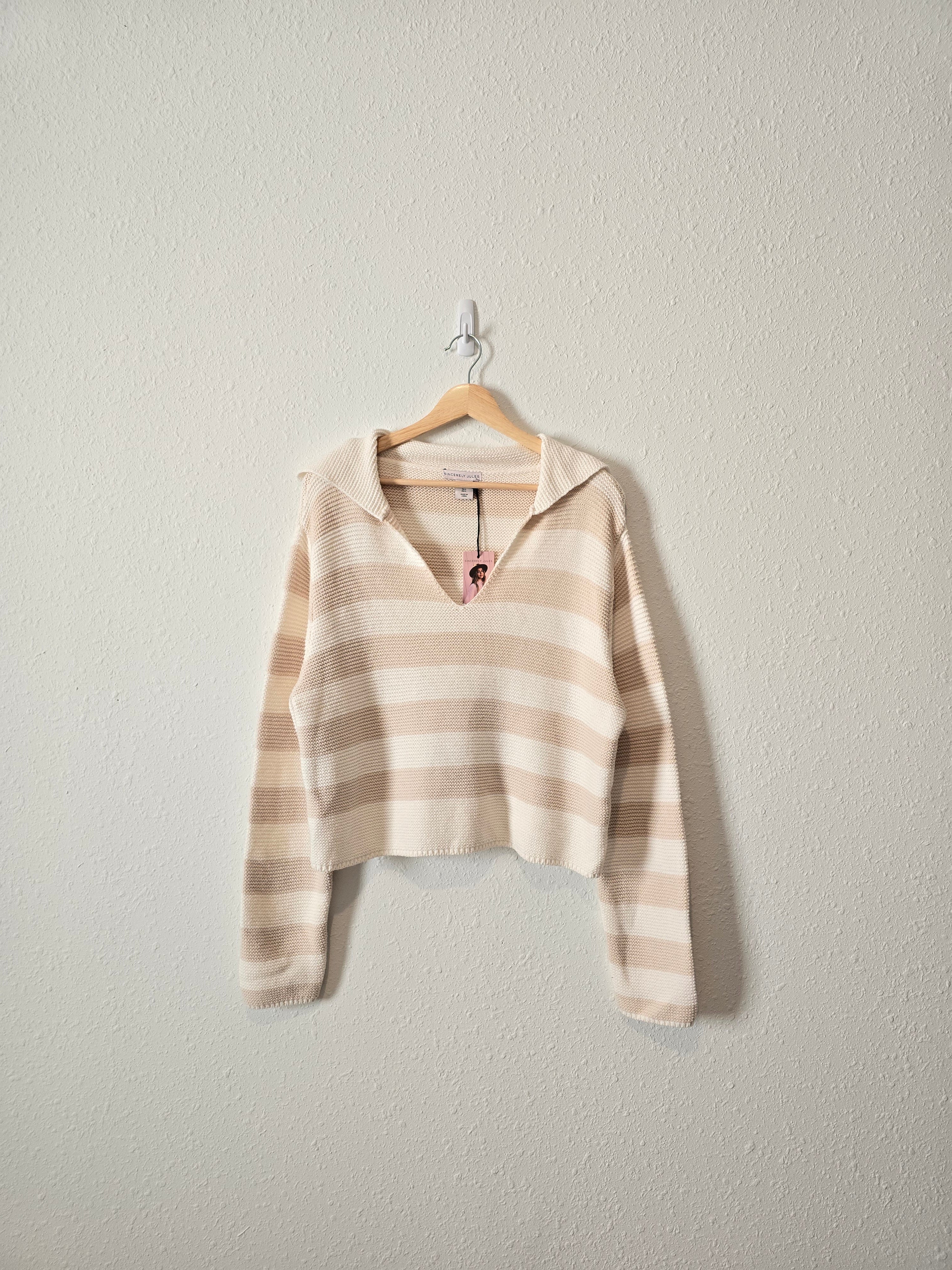 Striped Collared Sweater (L)