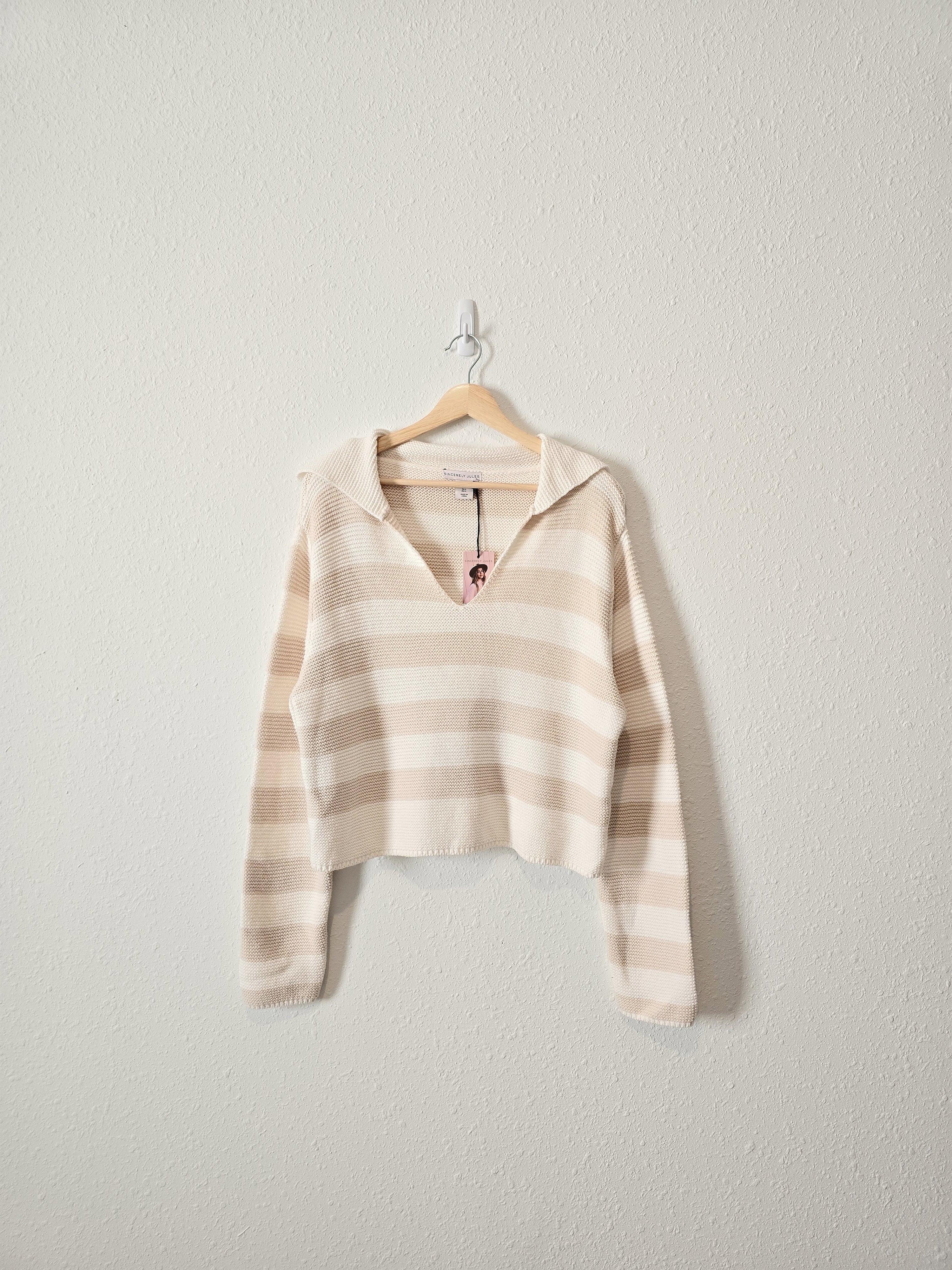 Striped Collared Sweater (L)