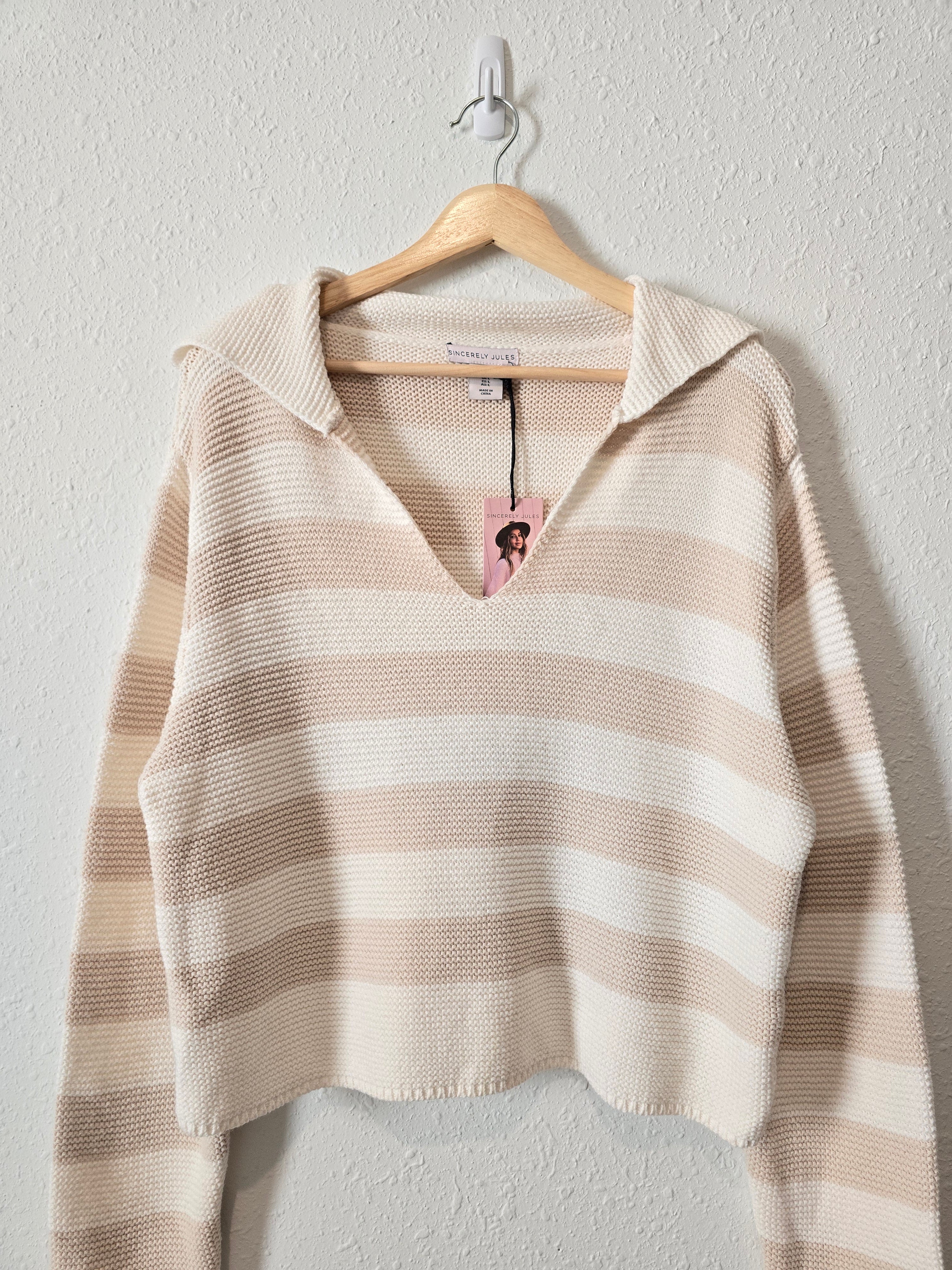 Striped Collared Sweater (L)