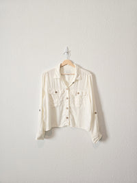 Linen Blend Button Up Shirt (S)