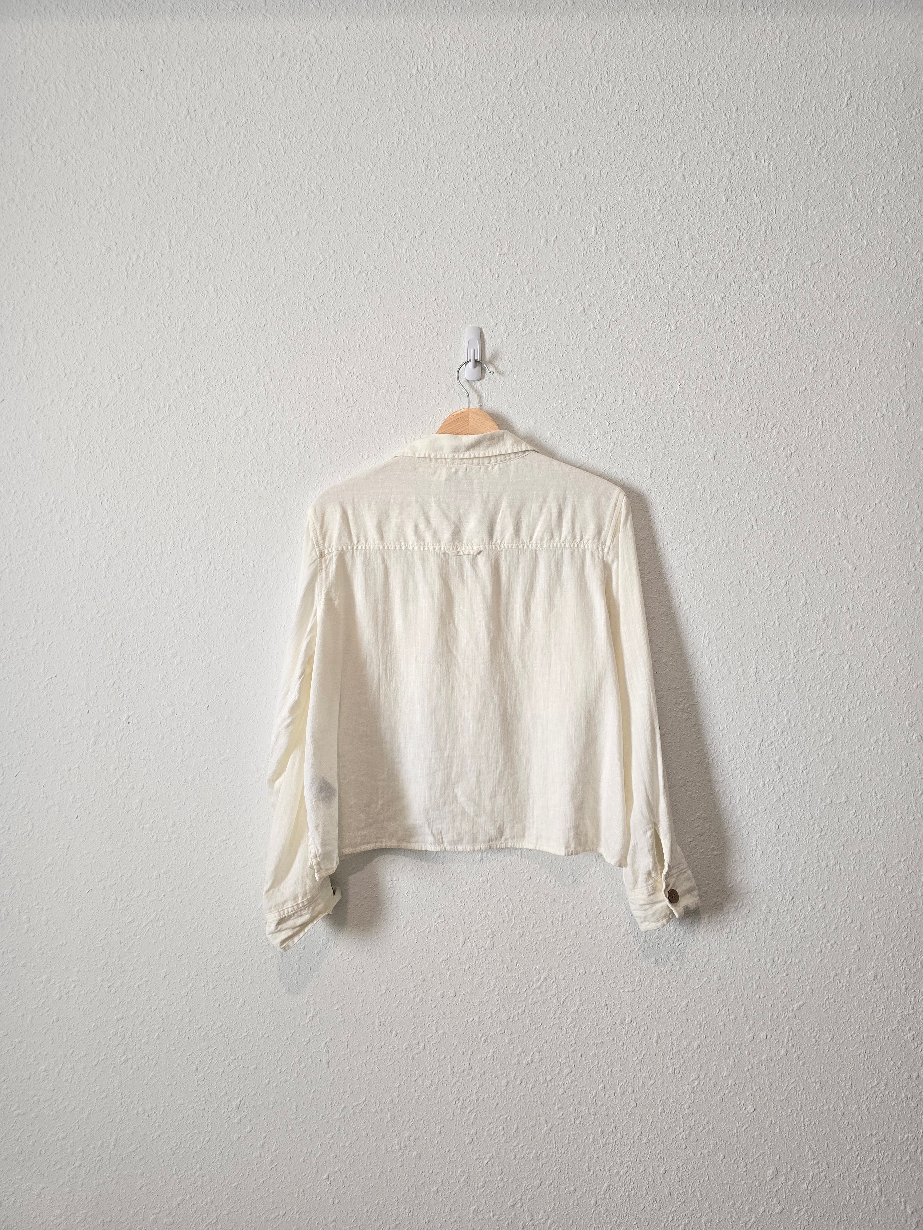 Linen Blend Button Up Shirt (S)