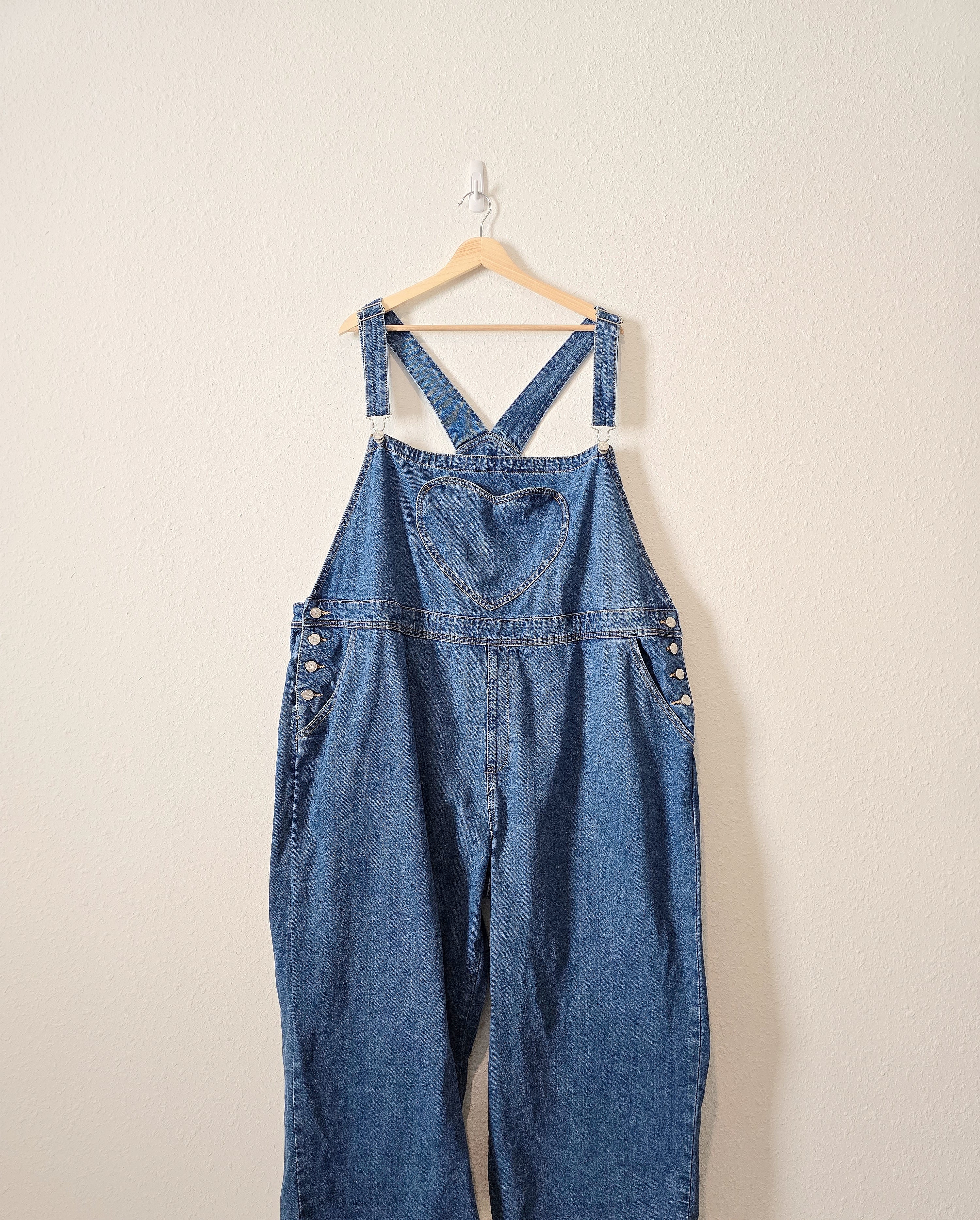 Relaxed Heart Denim Overalls (5X)