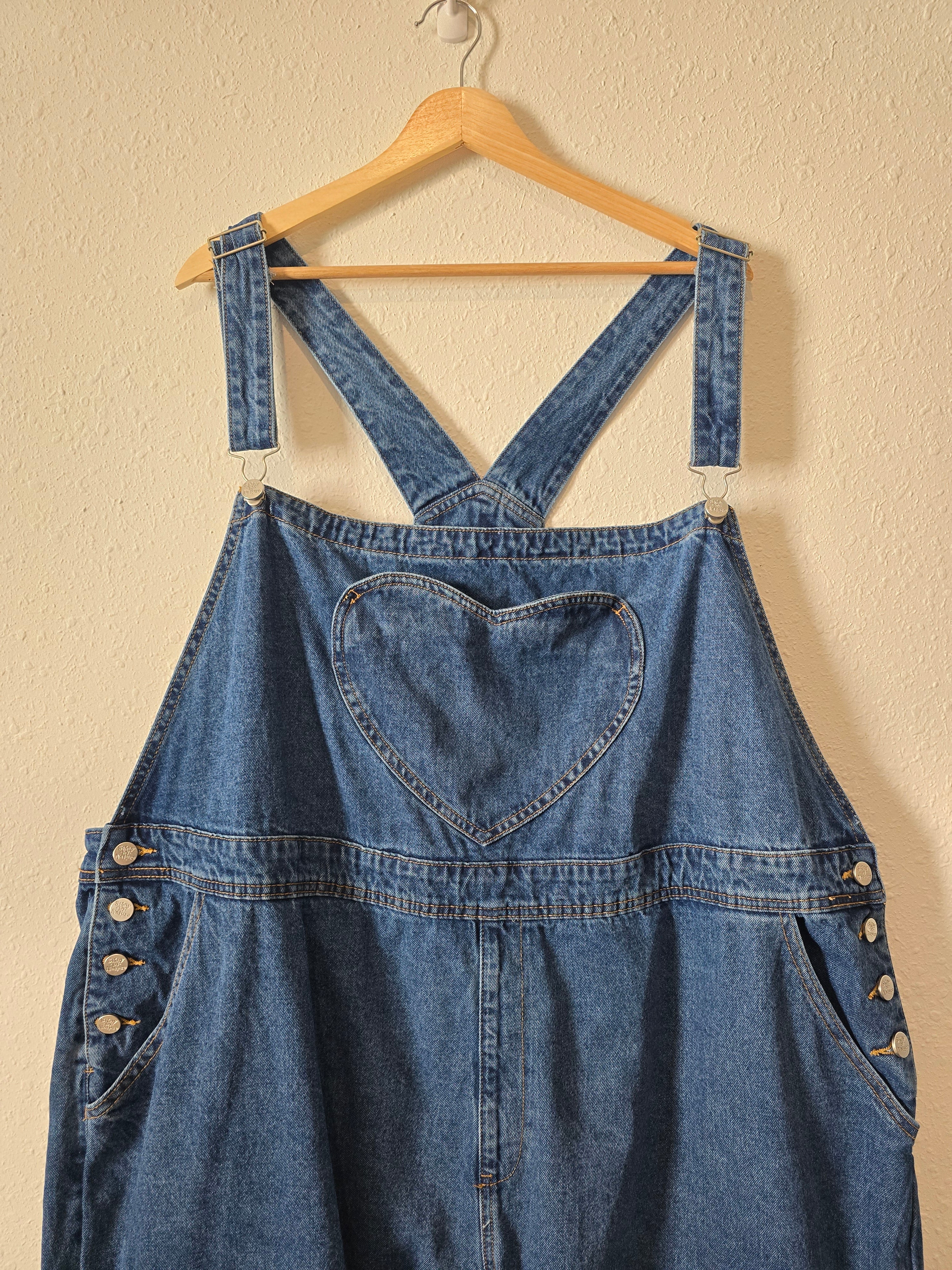 Relaxed Heart Denim Overalls (5X)