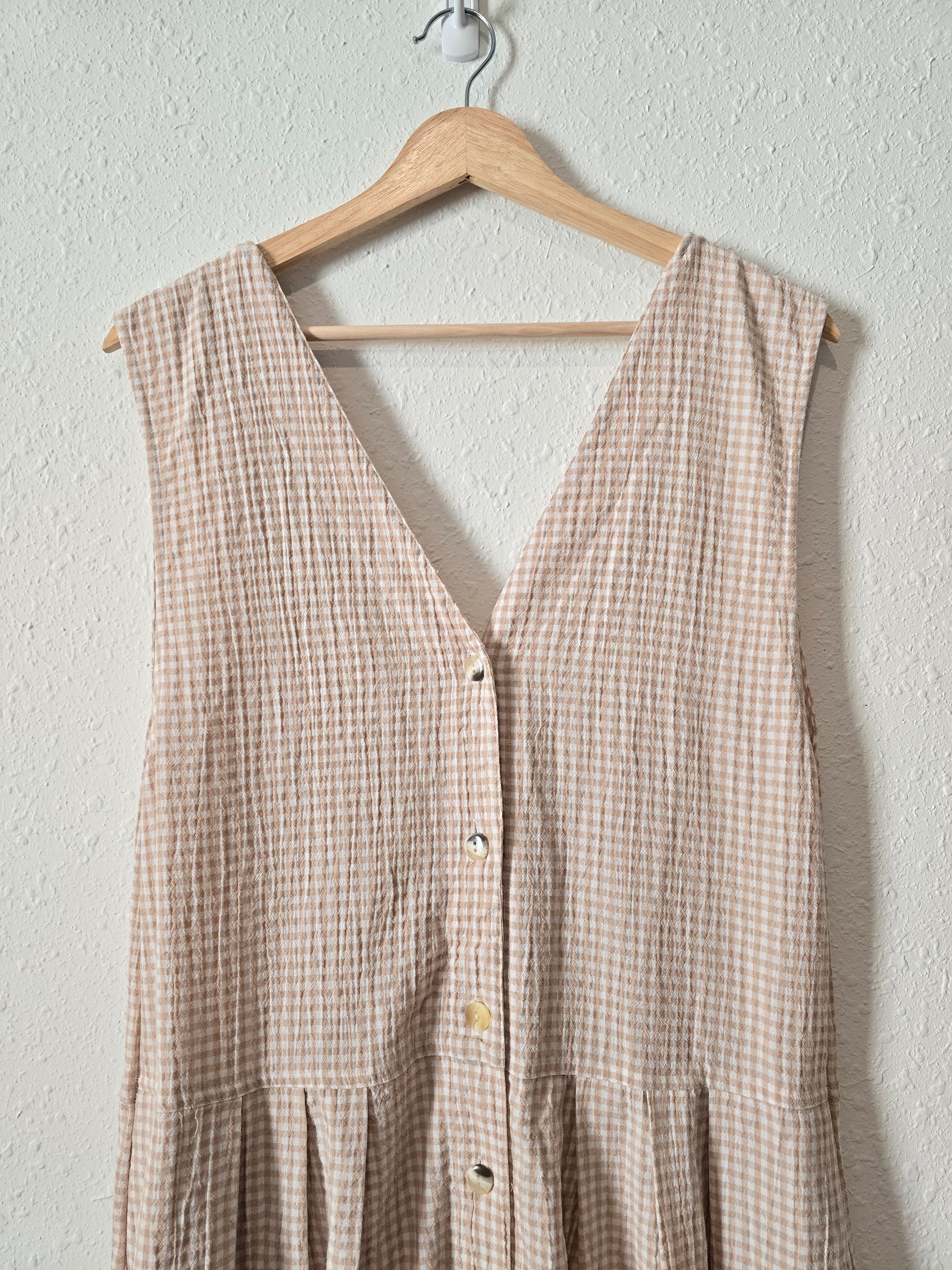 Neutral Gingham Maxi Dress (M/L)