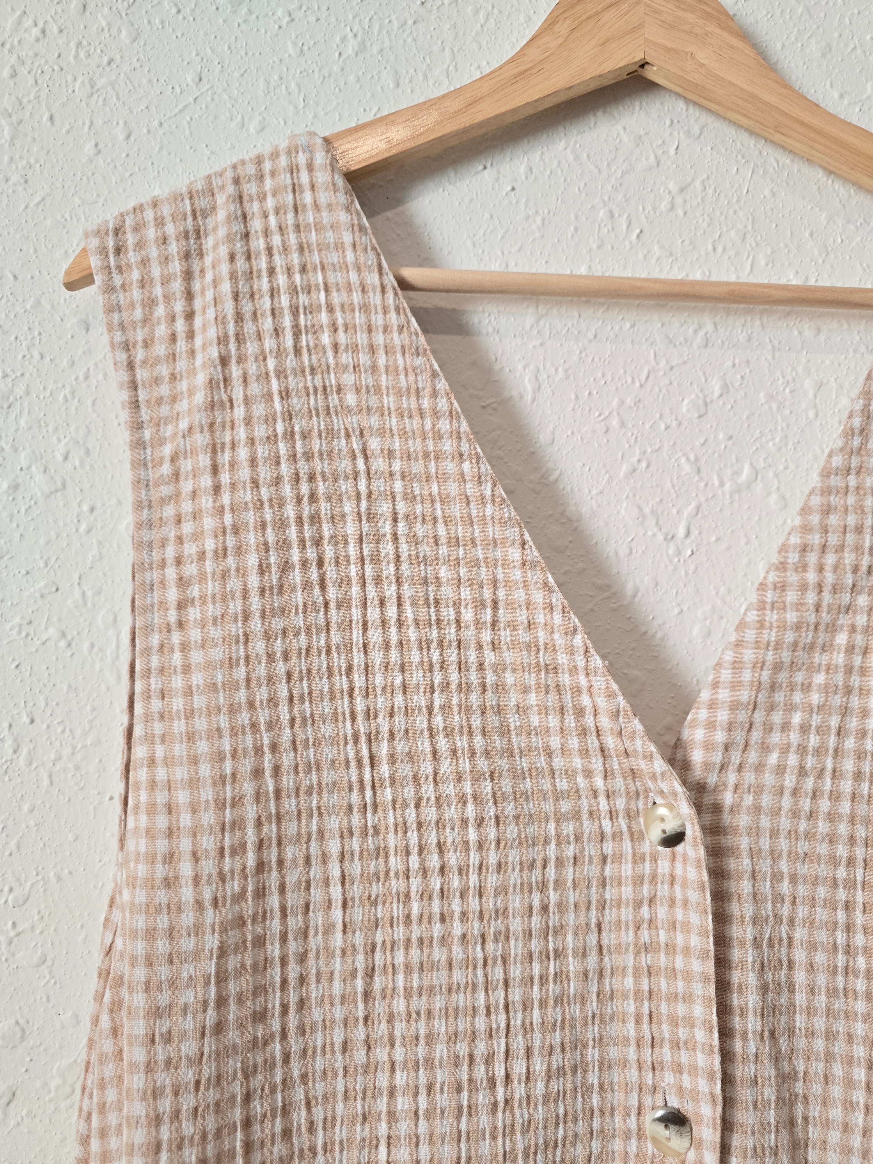 Neutral Gingham Maxi Dress (M/L)