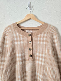 Loft Checkered Henley Sweater (XL)