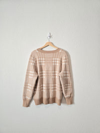 Loft Checkered Henley Sweater (XL)