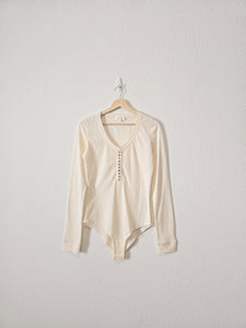 Bohme Cream Henley Bodysuit (L)