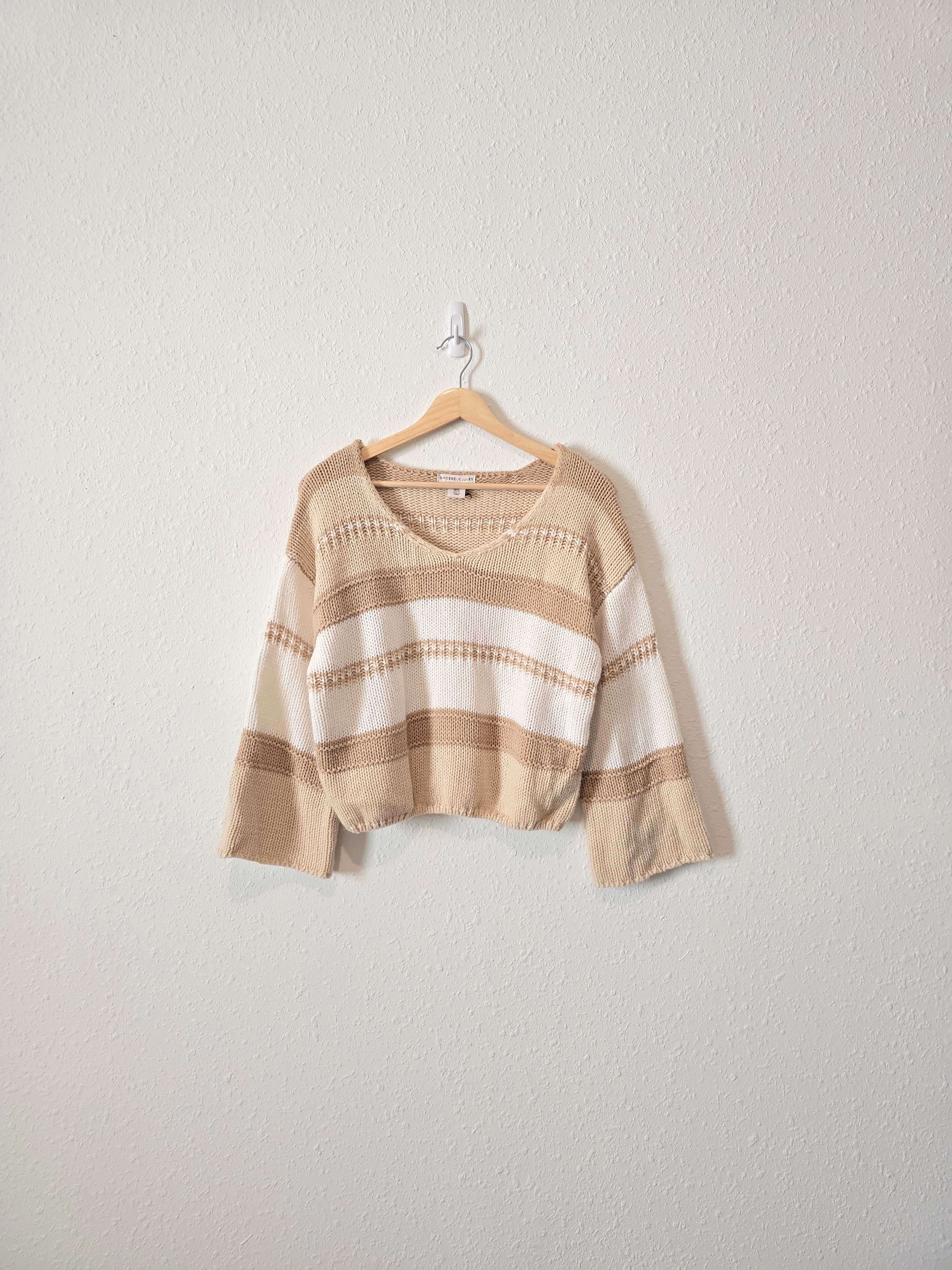 Neutral Striped Knit Sweater (XS)