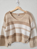 Neutral Striped Knit Sweater (XS)