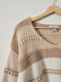 Neutral Striped Knit Sweater (XS)