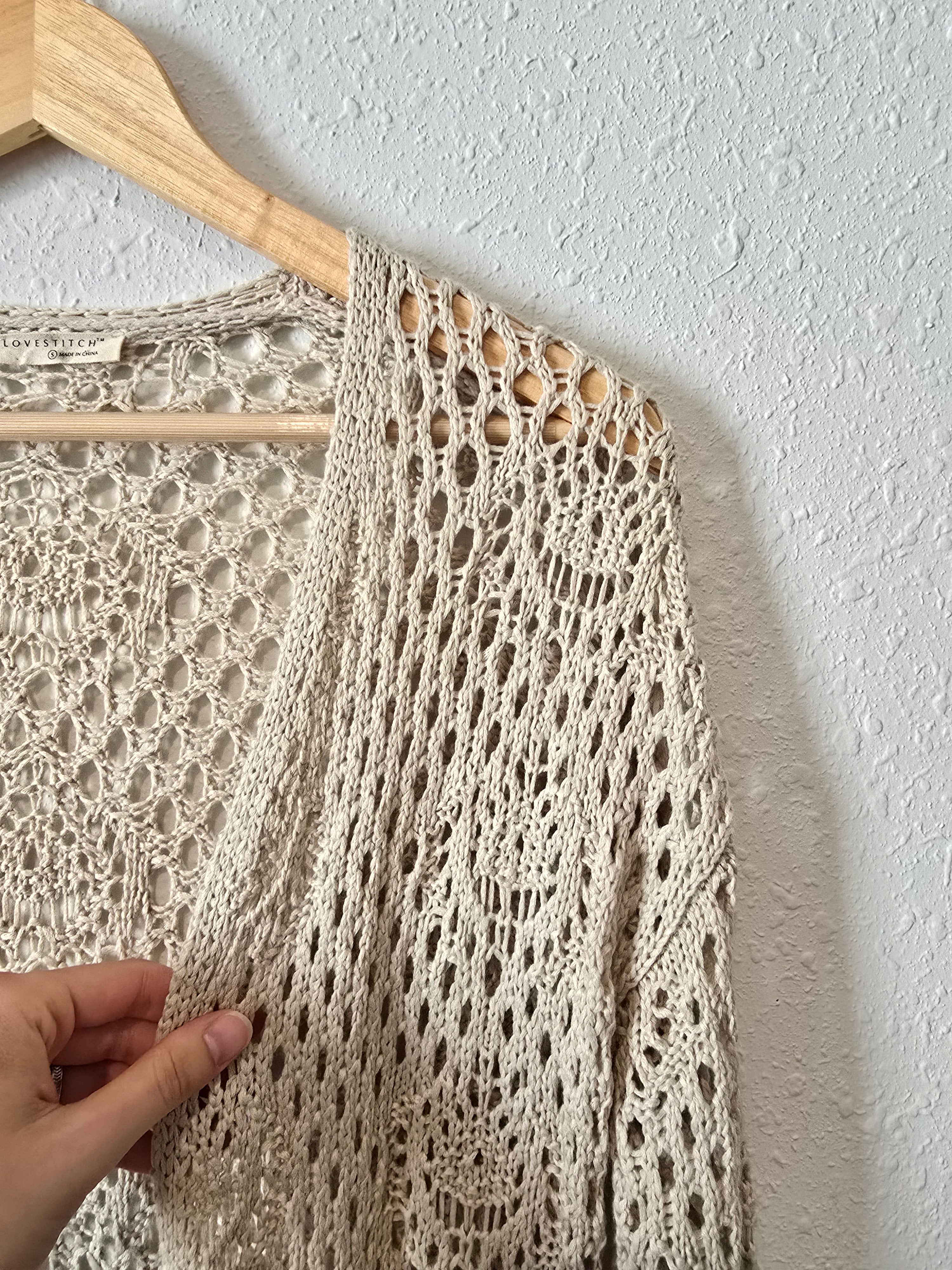 Crochet Knit Duster Cardigan (S)