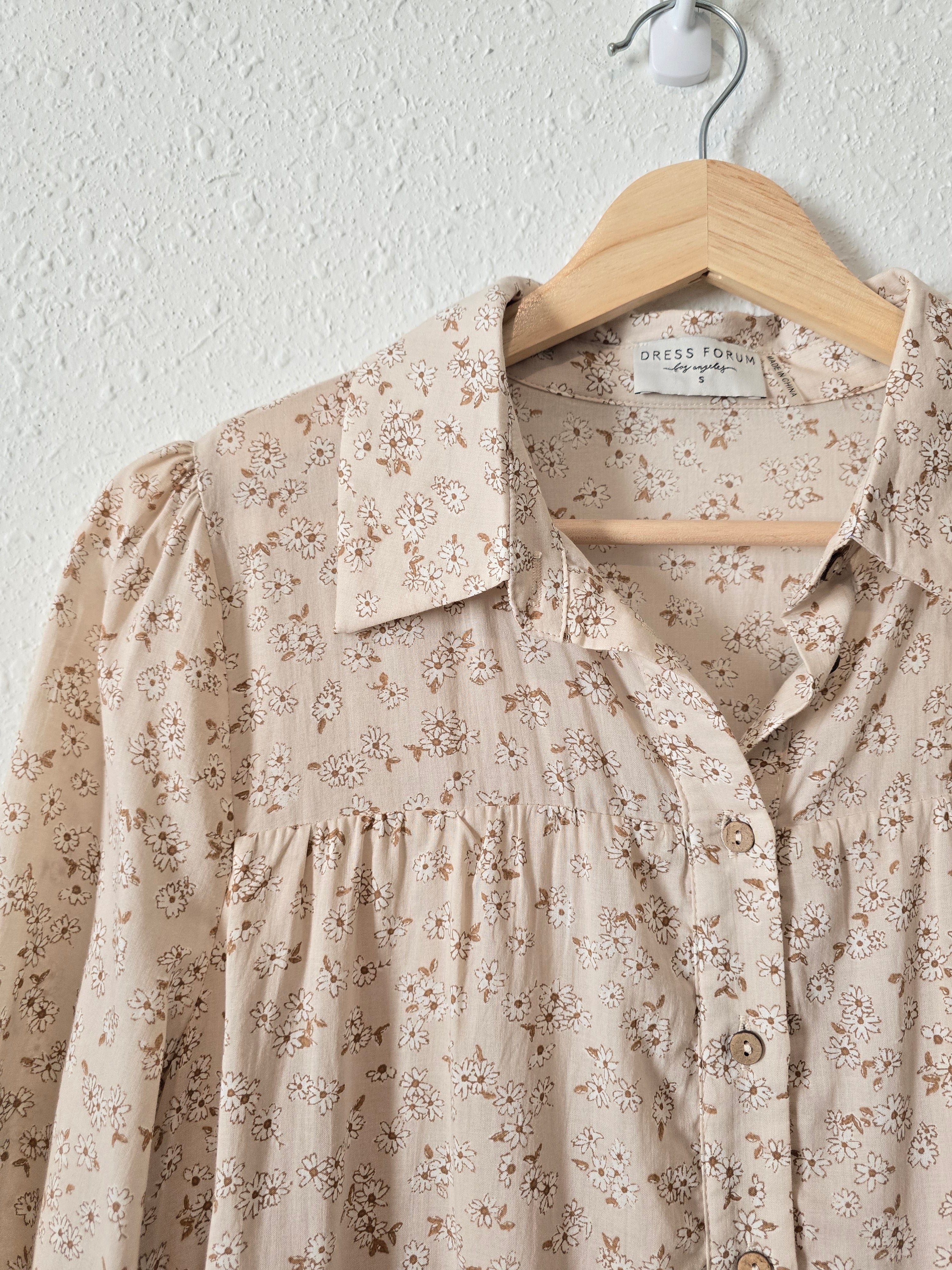 Floral Tiered Button Up Dress (S)