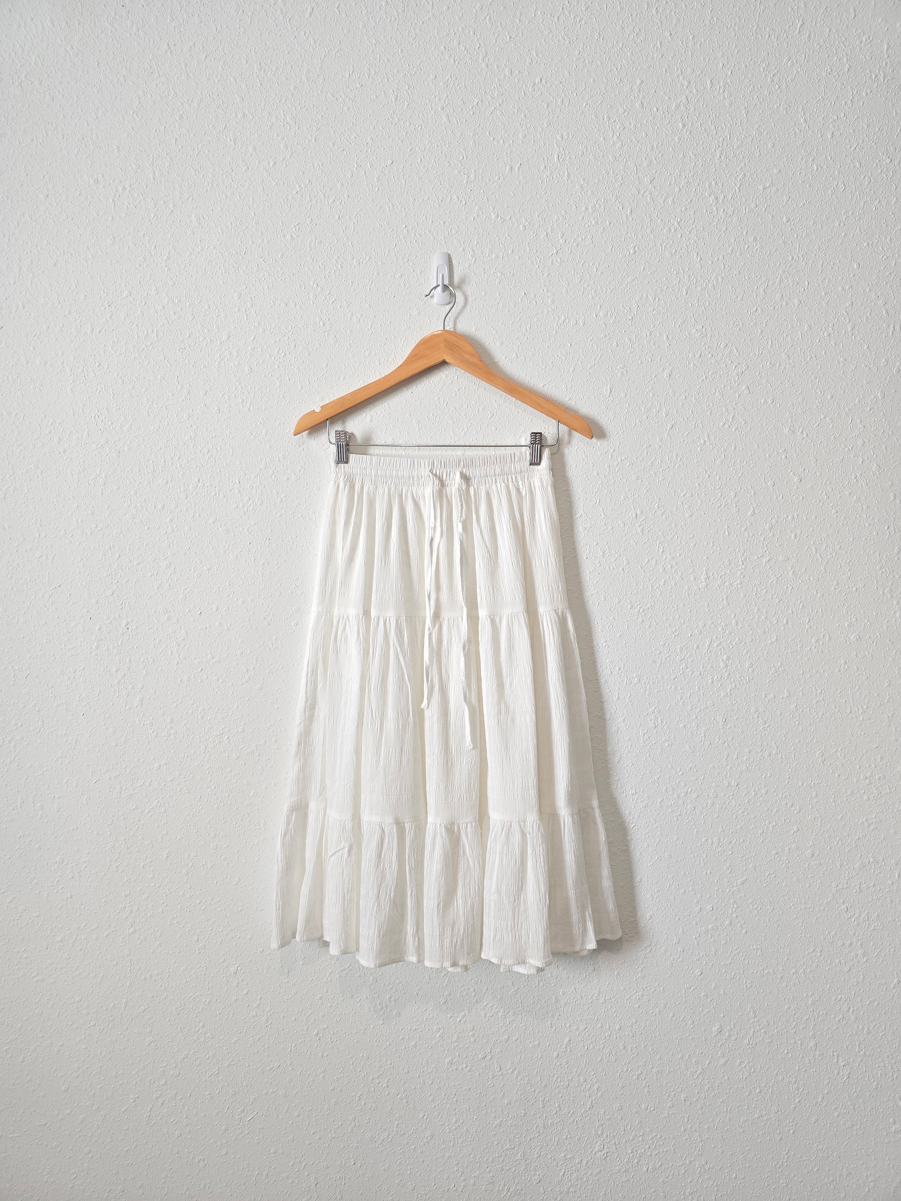 White Cotton Midi Skirt (S)