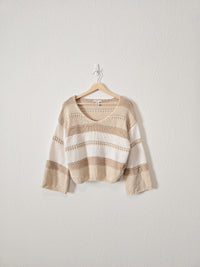 Neutral Striped Knit Sweater (XS)