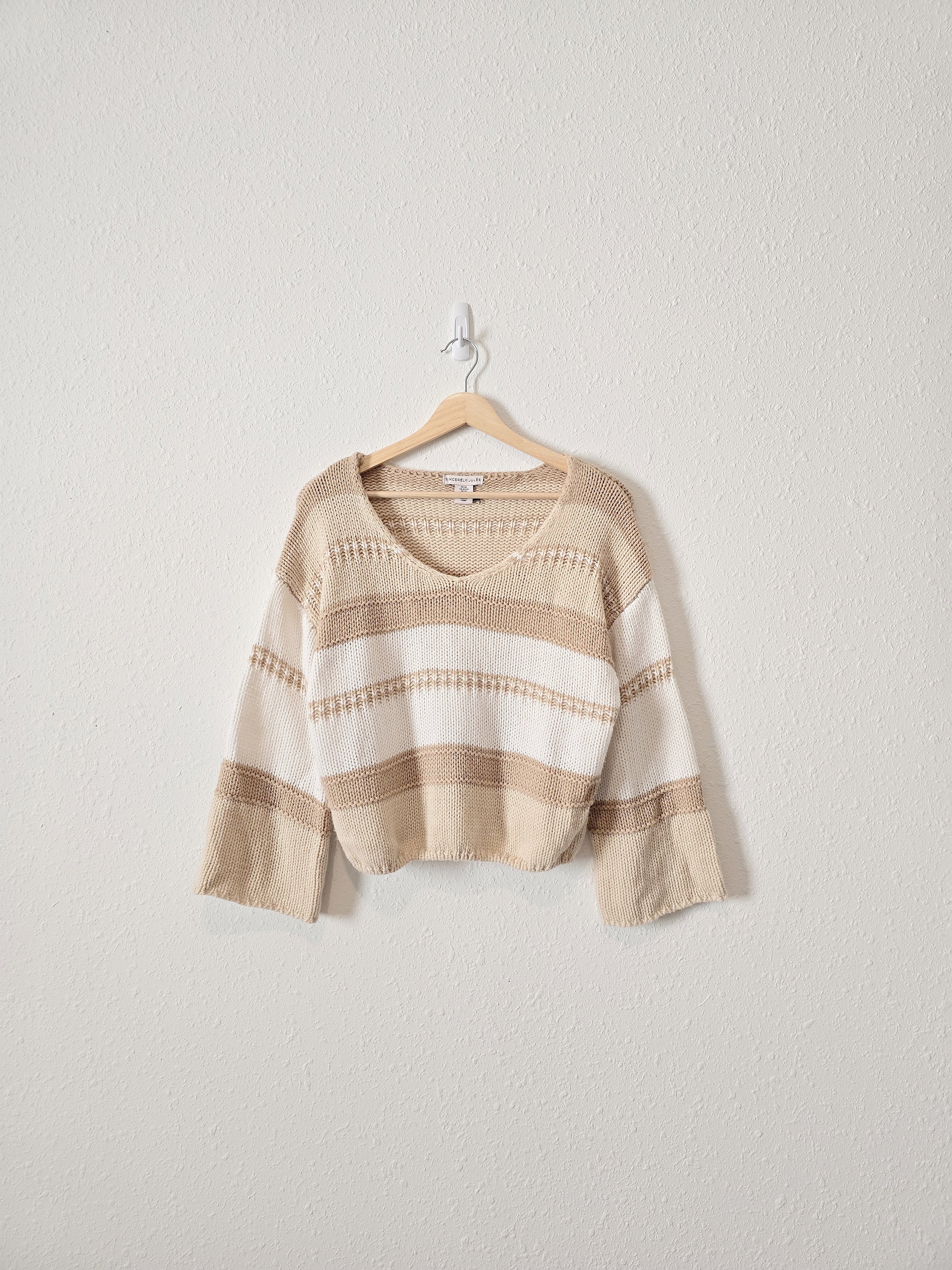 Neutral Striped Knit Sweater (XS)