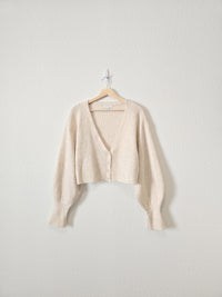 Puff Sleeve Cropped Cardigan (S)