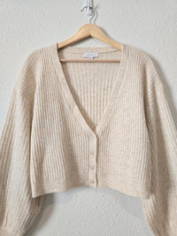 Puff Sleeve Cropped Cardigan (S)