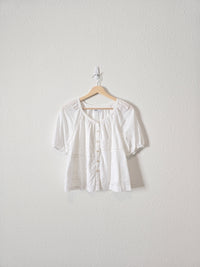 Floral Eyelet Puff Sleeve Blouse (XS)