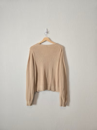 Cotton Ribbed Button Up Sweater (XL)