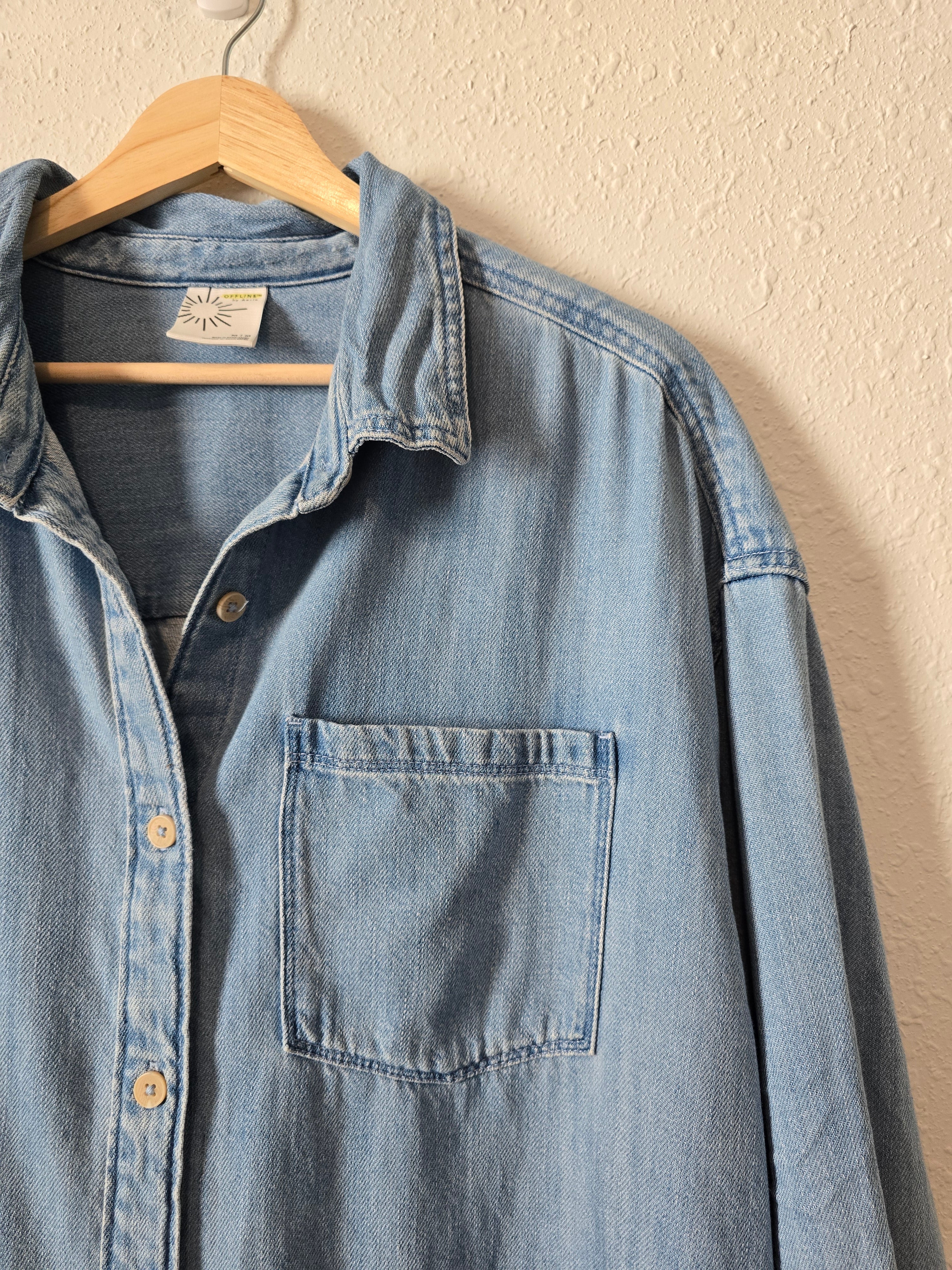 Aerie Oversized Denim Button Up (M)