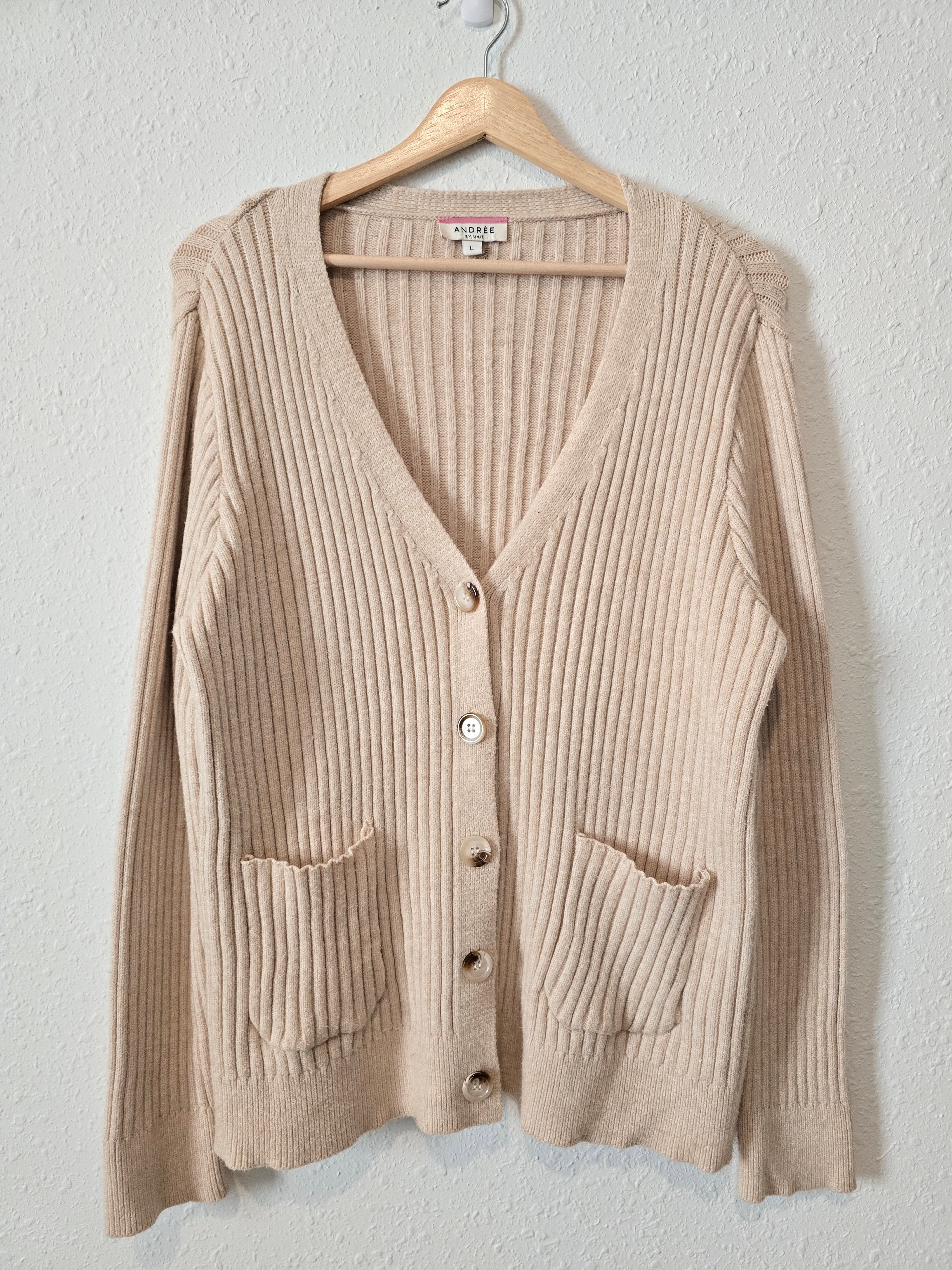 Ribbed Knit Button Up Sweater (L)