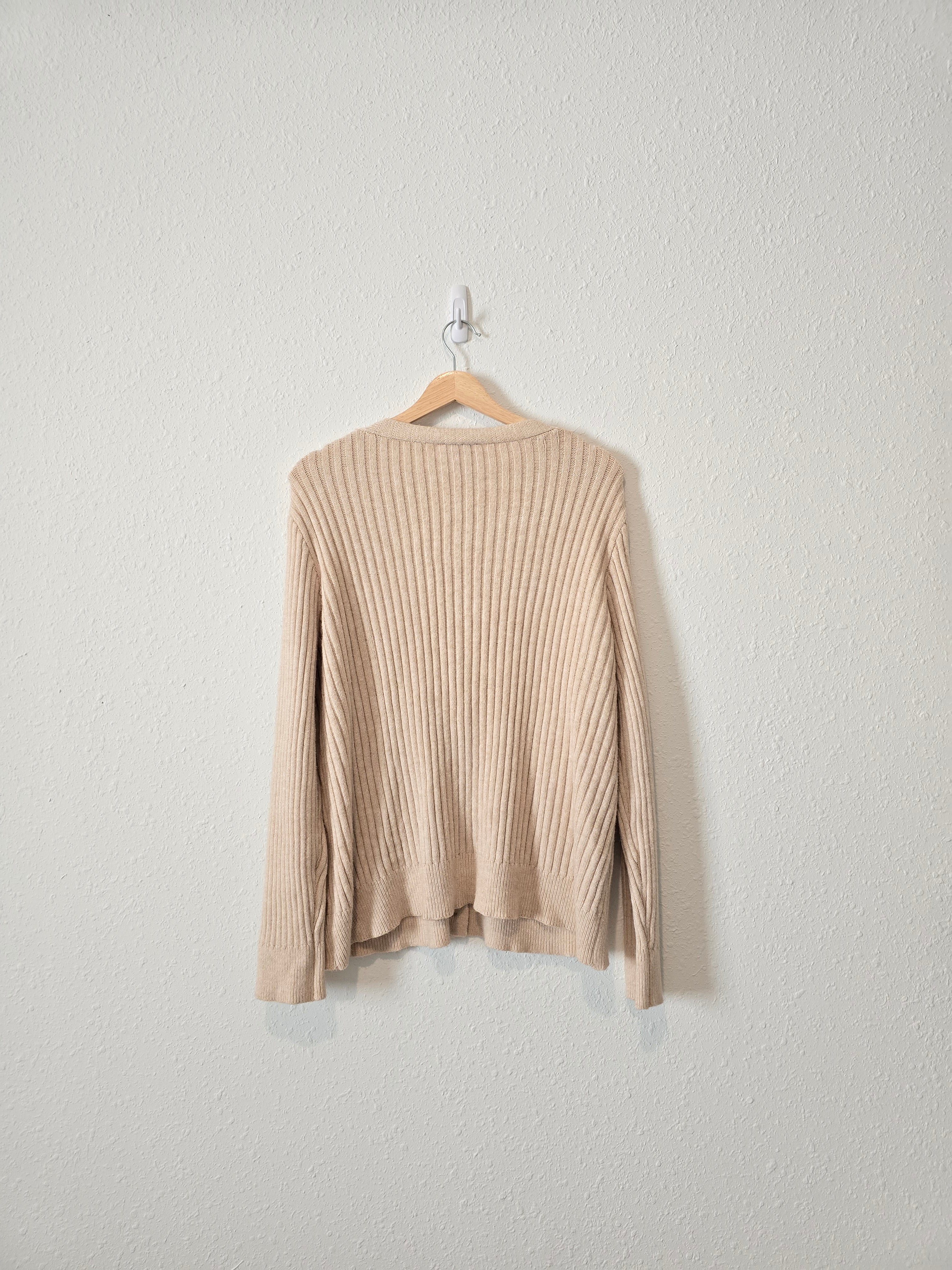 Ribbed Knit Button Up Sweater (L)