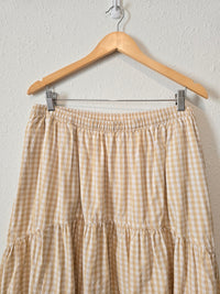 Neutral Gingham Maxi Skirt (XL)