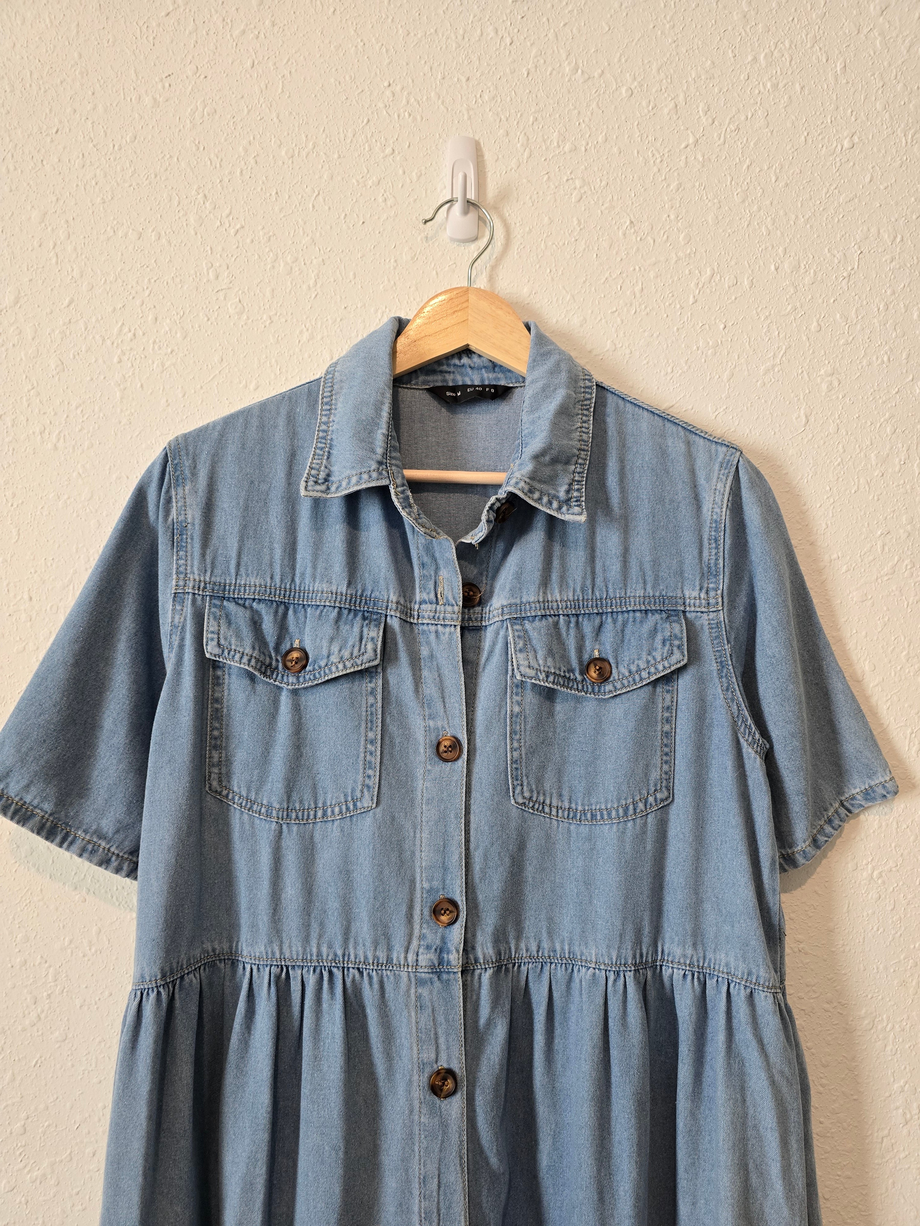 Denim Tiered Mini Dress (M)