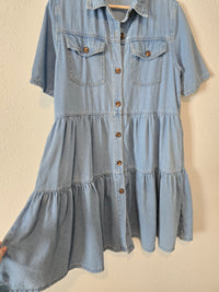 Denim Tiered Mini Dress (M)