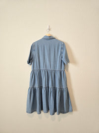 Denim Tiered Mini Dress (M)