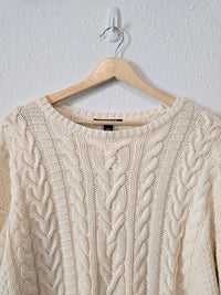 Cream Cable Knit Sweater (L)