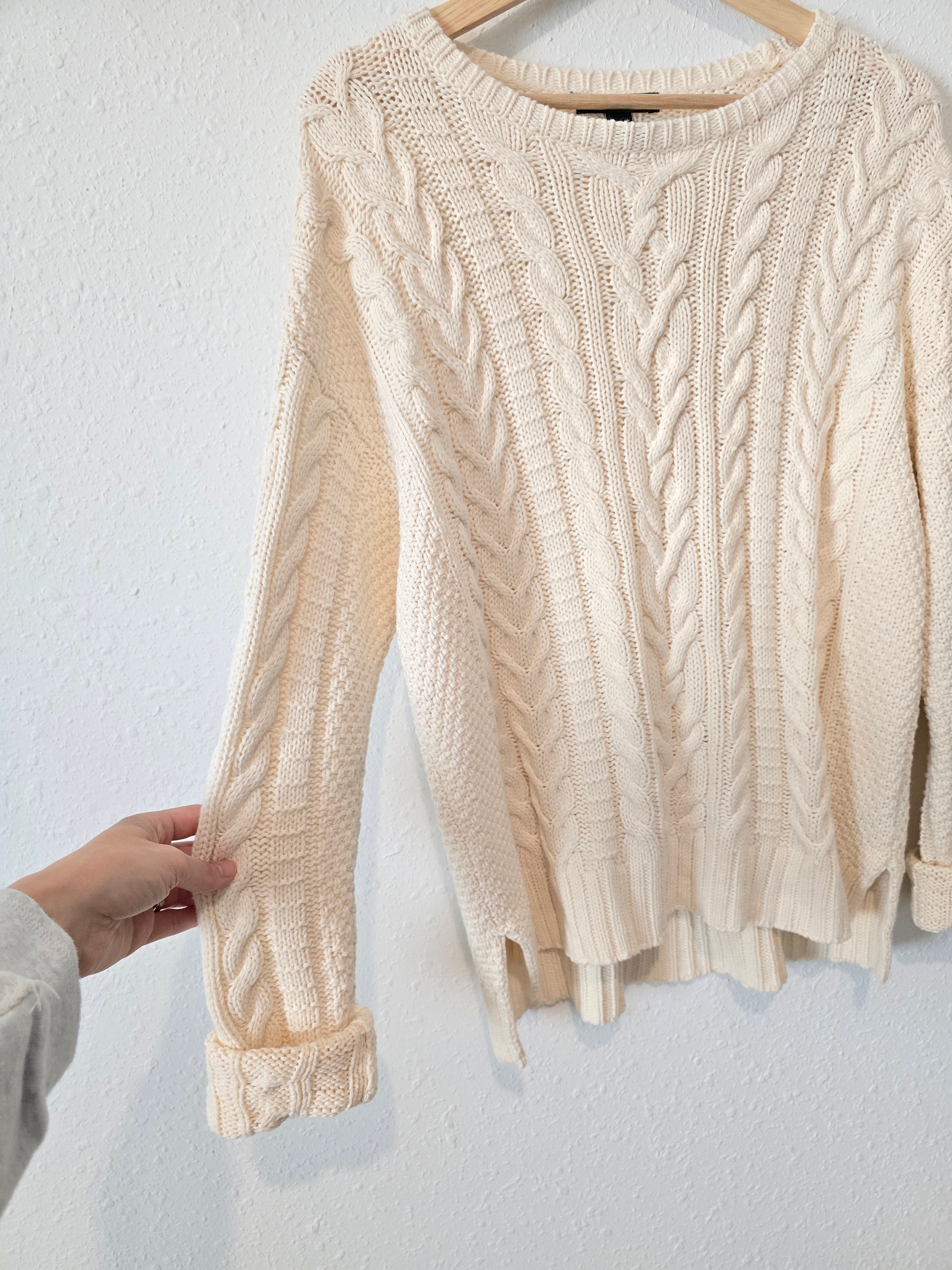 Cream Cable Knit Sweater (L)