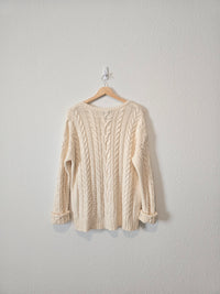 Cream Cable Knit Sweater (L)