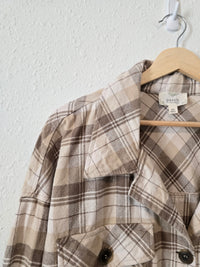 Neutral Plaid Shacket (2X)