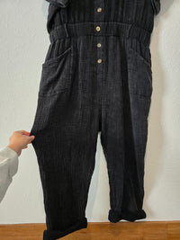 Black Gauze Coverall Jumpsuit (2X)