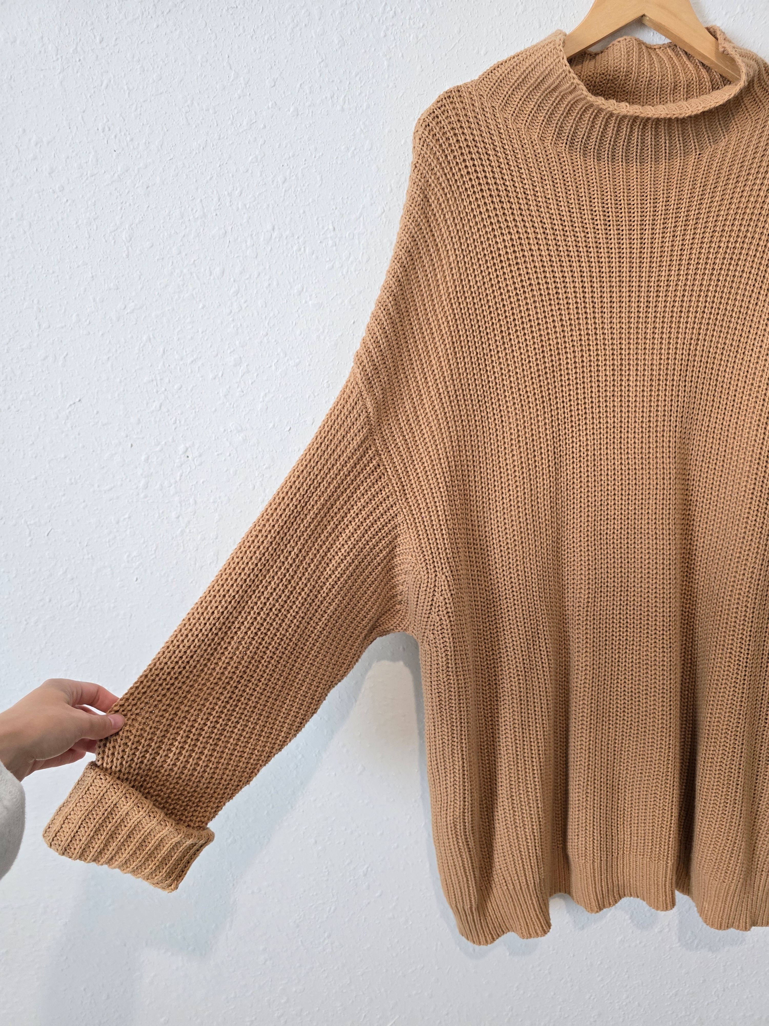 Camel Oversized Knit Sweater (XXL)