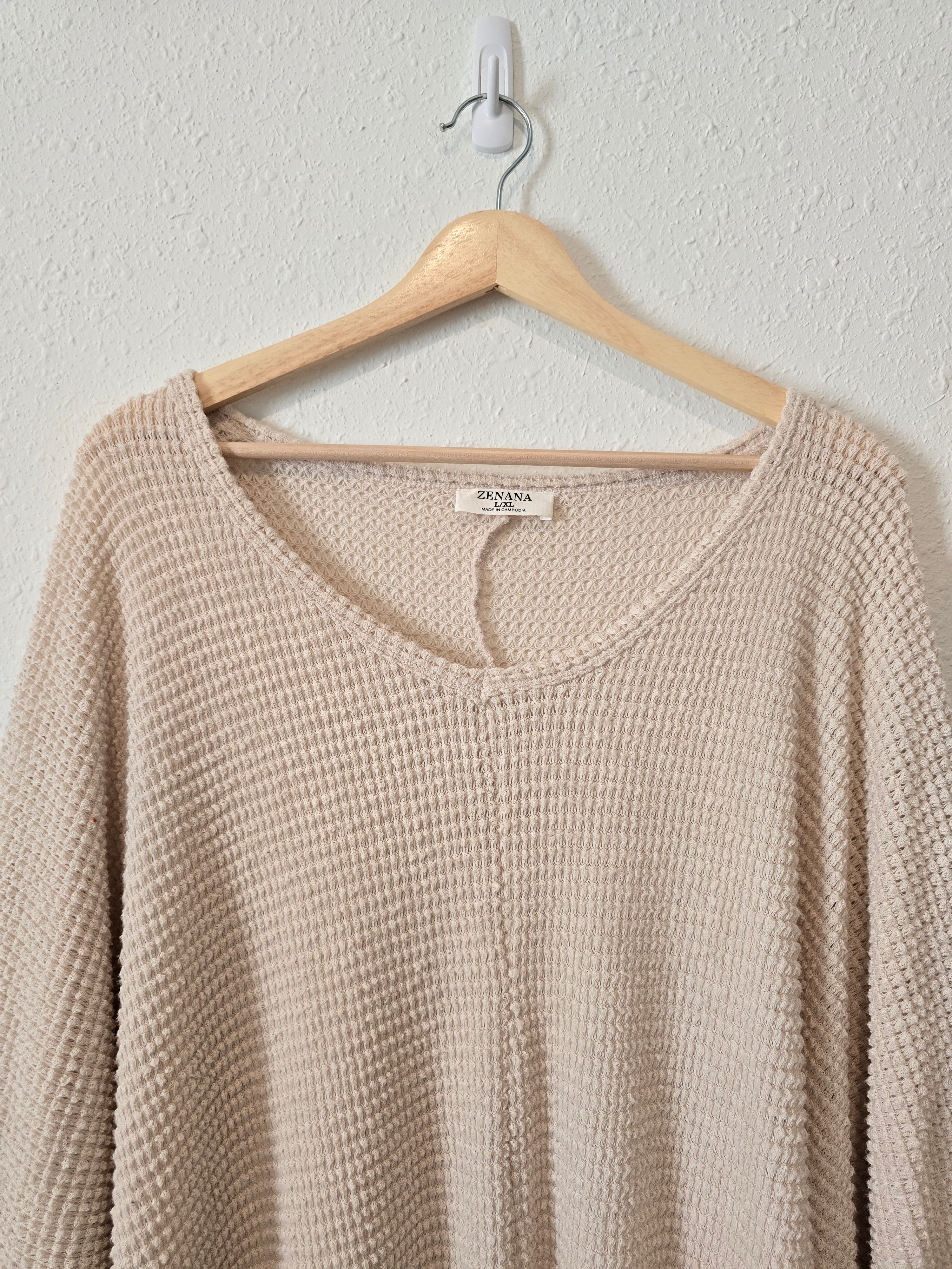 Zenana Waffle Slouchy Top (L/XL)