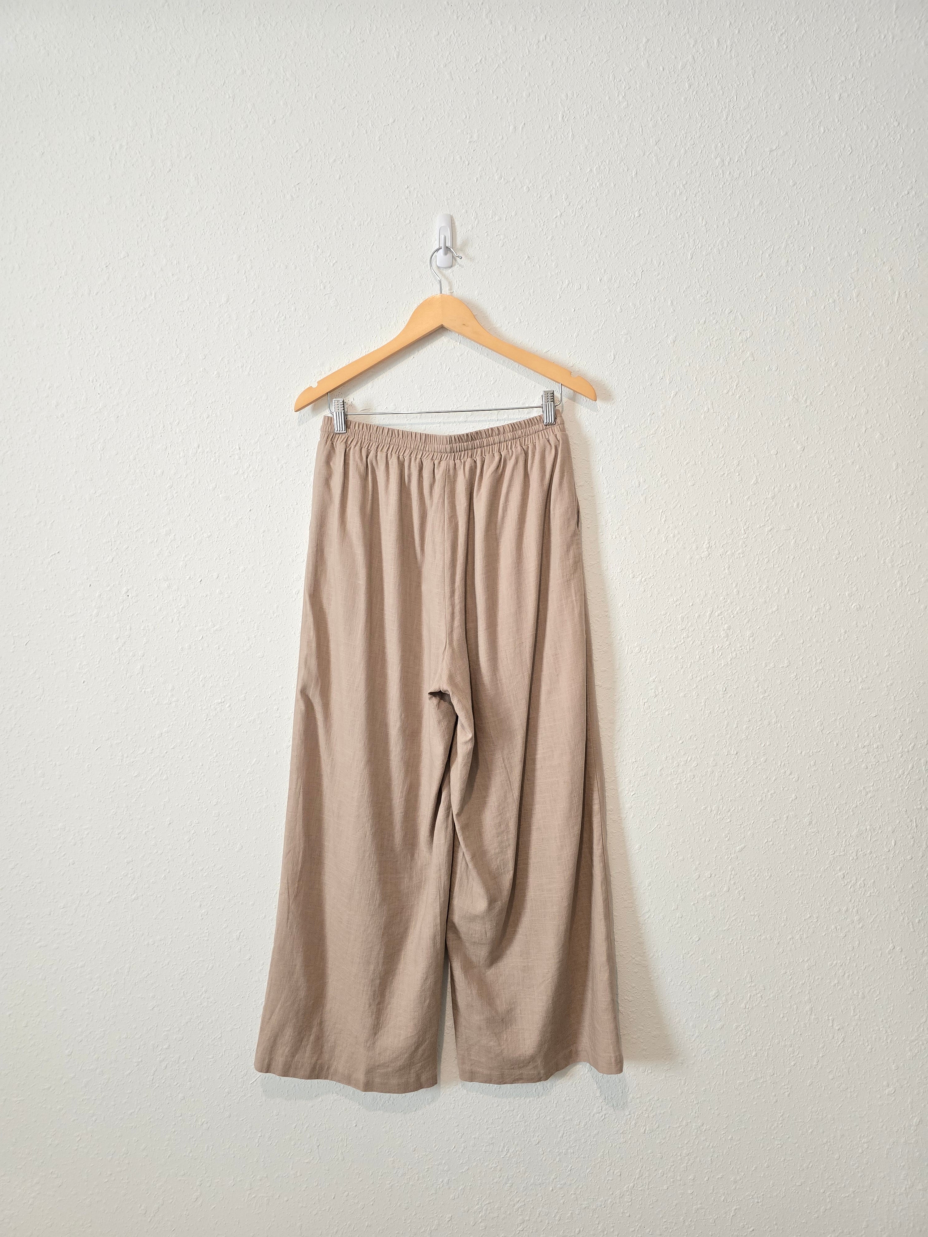 Linen Blend Wide Leg Pants (M)