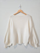 Ribbed Puff Sleeve Sweater (L)