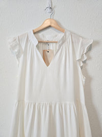 NEW White Tiered Midi Dress (L)