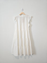 NEW White Tiered Midi Dress (L)